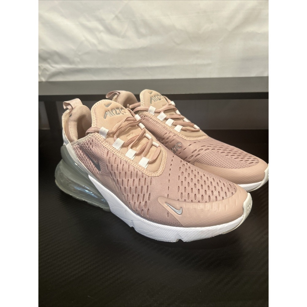 Nike Air Max 270 Women’s Athletic Sneakers in Dusty Rose and White